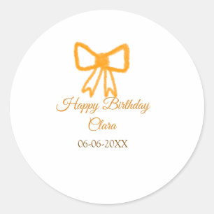 Sticker Rond Jaune orange jaune aquarelle rétro heureux anniver