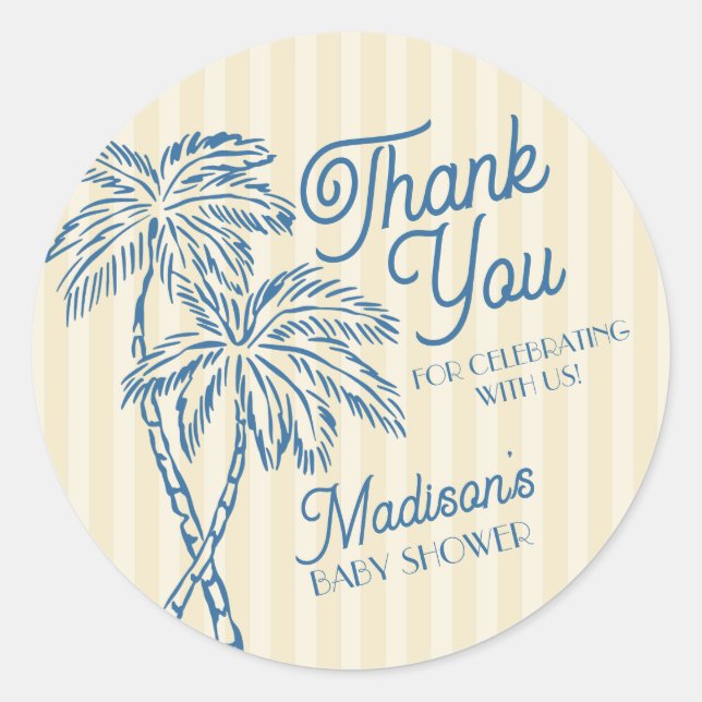 Sticker Rond Jaune Palm Springs Pastel Beach Baby shower Favori (Devant)