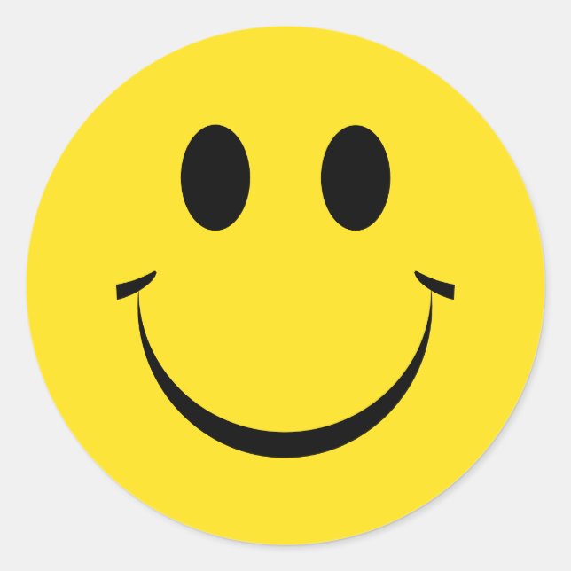 Sticker Rond Jaune Personnalisé Joyeux Visage Mignonne Classic  (Devant)