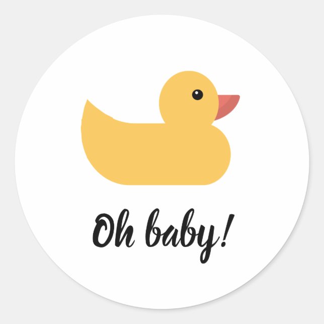 Sticker Rond Jaune Rubber Duck Bain Ducky Oh Baby shower (Devant)