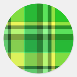 Sticker Rond Jaune vert plaid