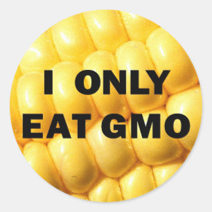 Sticker Rond "J'autocollant mange seulement GMO"