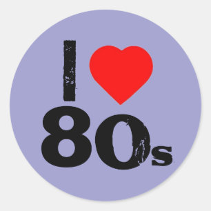 Sticker Rond "J'autocollants des années 80 de coeur"