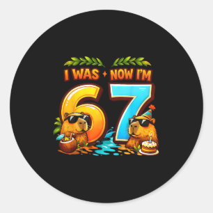Sticker Rond J'avais 6 7 ans anniversaire 67 mème capybara enfa