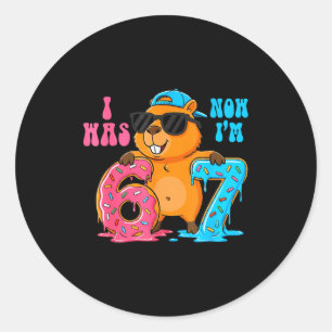 Sticker Rond J'avais six ans maintenant j'ai sept ans 6 7 Capyb
