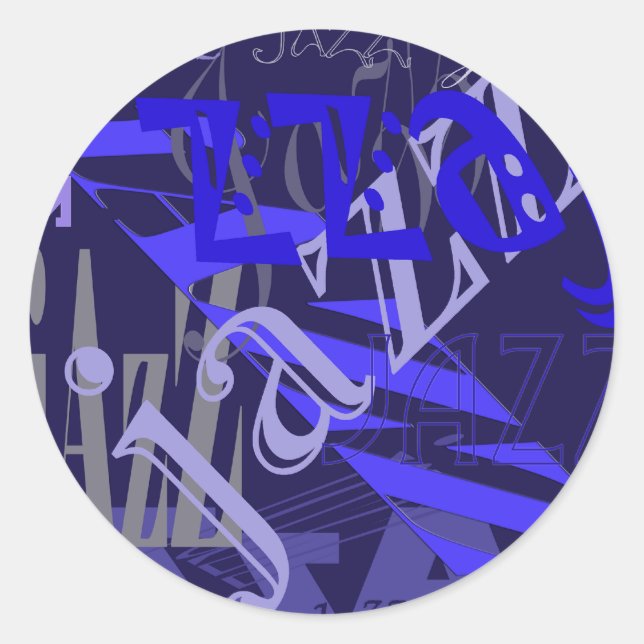 Sticker Rond Jazz Blue sur Blue (Devant)