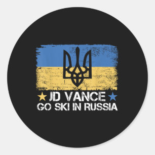 Sticker Rond Jd Vance Go Ski En Russie Dit Drôle _ Trump 2