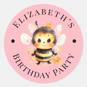 Sticker Rond Je Bee-Two Fille Anniversaire