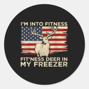 Sticker Rond Je Chasse Dans Fitness Fit Ness Deer Freezer Homme