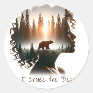 Sticker Rond Je choisis l'ours