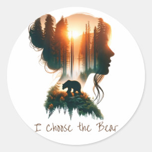 Sticker Rond Je choisis l'ours