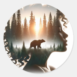 Sticker Rond Je choisis l'ours