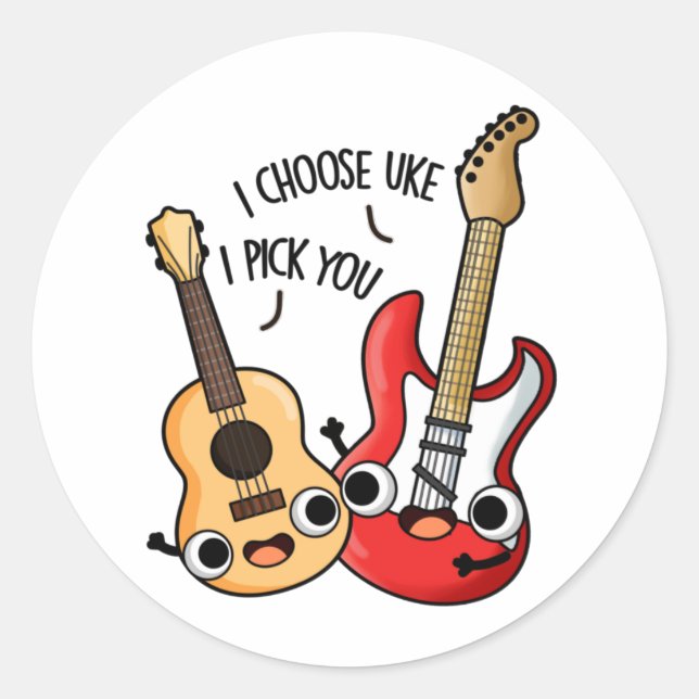 Sticker Rond Je Choisis Uke Je Vous Choisis Drôle Guitare Ukule (Devant)