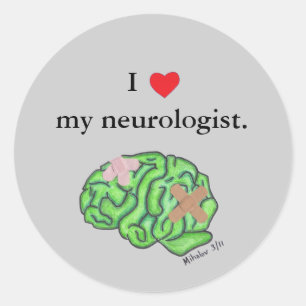 Sticker Rond Je [coeur] mon neurologue