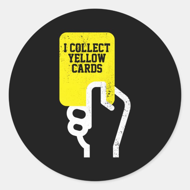 Sticker Rond Je Collecte Cartes Jaunes Jaune Joueur De Football (Devant)
