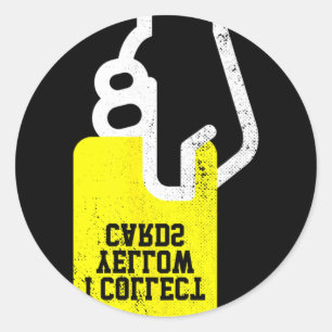 Sticker Rond Je collectionne les Cartons Jaunes, Citation Drôle