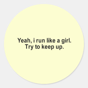 Sticker Rond je cours comme un t-shirt de fille