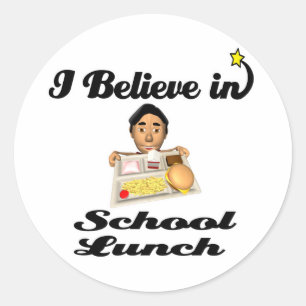 Sticker Rond je crois au déjeuner scolaire