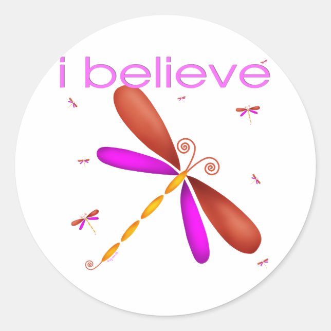 Sticker Rond Je crois aux libellules (Devant)