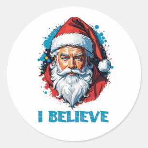 Sticker Rond Je crois en le style Graffiti du Père Noël
