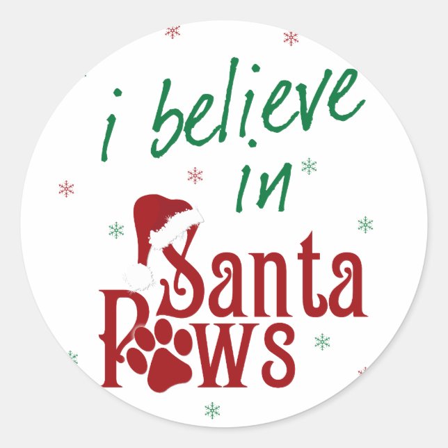 Sticker Rond Je crois en Père Noël Paws (Devant)
