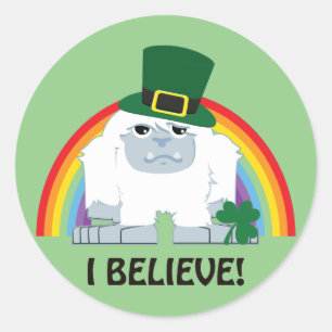 Sticker Rond Je Crois ! Leprechaun Yeti