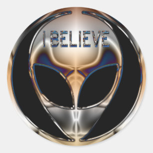 STICKER ROND JE CROIS QUE CHROME ALIEN HEAD