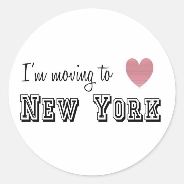 Sticker Rond Je déménage à New York (Devant)
