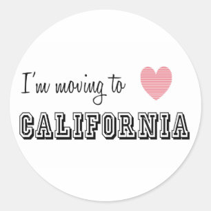 Sticker Rond Je déménage en Californie