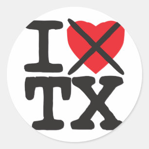 Sticker Rond Je déteste TX - le Texas