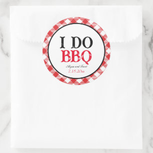 Sticker Rond Je fais BBQ Red En vichy mariage personnalisé