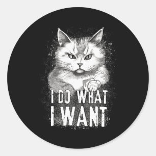 Sticker Rond Je Fais Ce Que Je Veux Chat Halloween Drôle Chat H