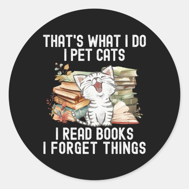 Sticker Rond Je Fais Des Chats Pour Animaux De Compagnie Je Lis (Devant)