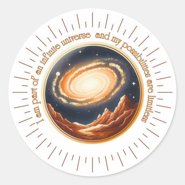 Sticker Rond Je fais partie d'un univers infini (Devant)