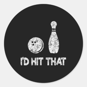 Sticker Rond Je Frapperais Ce Bol Amusant, Bowler Gift Distress