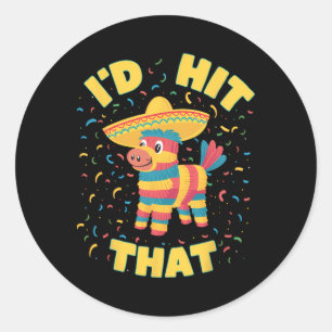 Sticker Rond Je Frapperais Cette Pinata Drôle Cinco De Mayo Mex