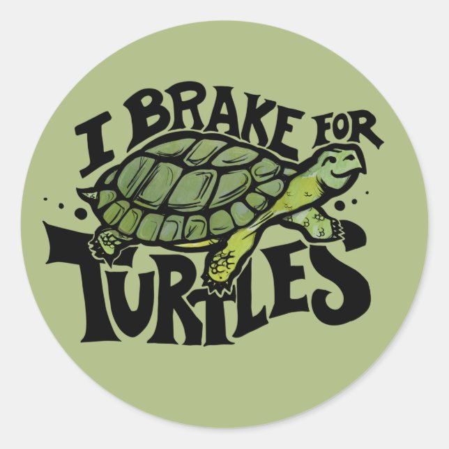 Sticker Rond Je freine pour les tortues (Devant)