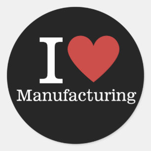 Sticker Rond Je ❤️ J'aime la Fabrication (pour les employés) SU