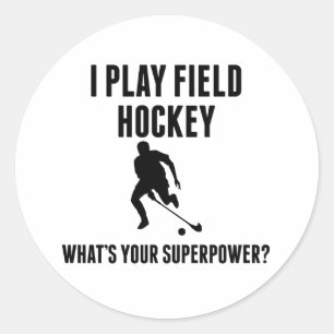 Sticker Rond Je joue à l'hockey de champ ce qui est la votre