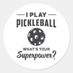Sticker Rond Je joue au Pickleball Qu'est-ce que votre boule de