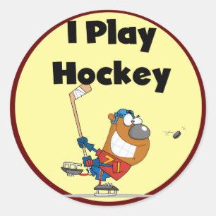 Sticker Rond Je joue aux t-shirts et cadeaux de hockey