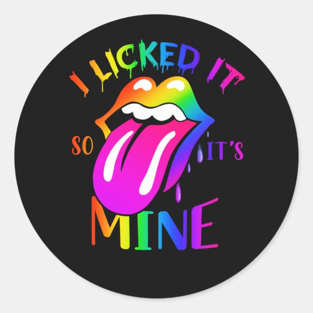Sticker Rond Je L'Ai Laissé Ainsi Sa Mine Rainbow Lips Rainbow (Devant)