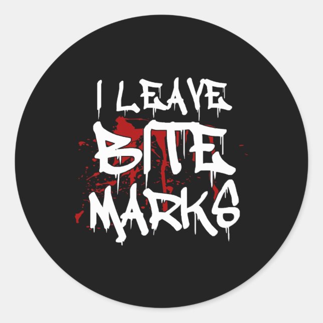 Sticker Rond Je Laisse Bite Marks Amusant Halloween Vampire san (Devant)