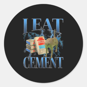 Sticker Rond Je Mange Du Ciment Maudit Chat Drôle Mème Curieuse