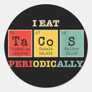 Sticker Rond Je Mange Périodiquement Des Tacos