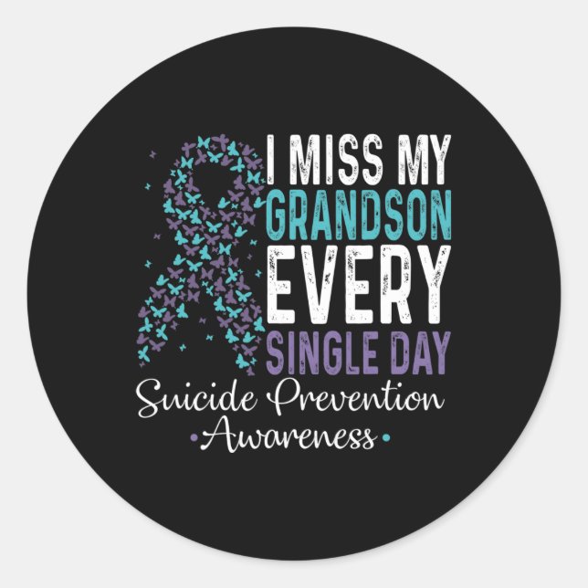 Sticker Rond Je Manque Mon Petit-Fils Tous Les Jours - Suicide  (Devant)
