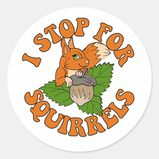 Sticker Rond je m'arrête pour le pare-chocs d'écureuils (Devant)