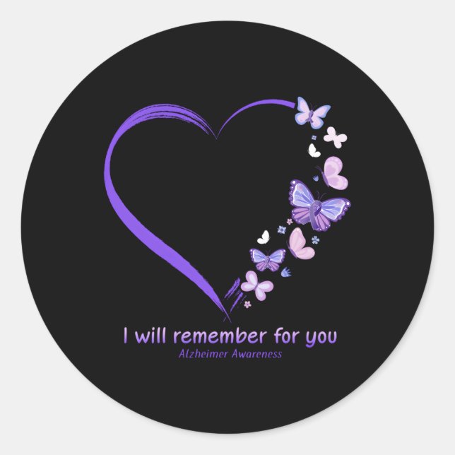 Sticker Rond Je Me Souviendrai Pour Vous Papillon Alzheimer Awa (Devant)