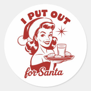 Sticker Rond Je me suis mis en quatre pour le Père Noël Snarky 