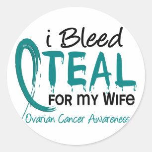 Sticker Rond Je Me Suis Saigné Turquoise Pour Mon Épouse Cancer